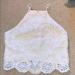 White Lace Flower Crop Top